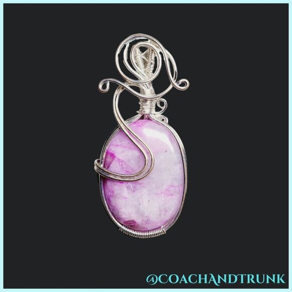 NATURAL RHODOCHROSITE Handcrafted Detailed Silver Metal Work & Sterling Chain - Picture 2 of 8